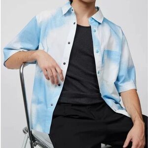 Urban Outfitters | NWT Sky Ryan Cotton Drip Tie & Dye Snap Short Sleeve Shirt M